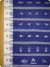 Deep Indigo Off White Triabl Masterweave Kotpad Saree