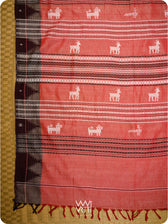 Kumkum Red Deep Coffee Singha Fine Tussar Masterweave Kotpad Saree