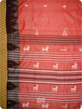 Kumkum Red Deep Coffee Singha Fine Tussar Masterweave Kotpad Saree