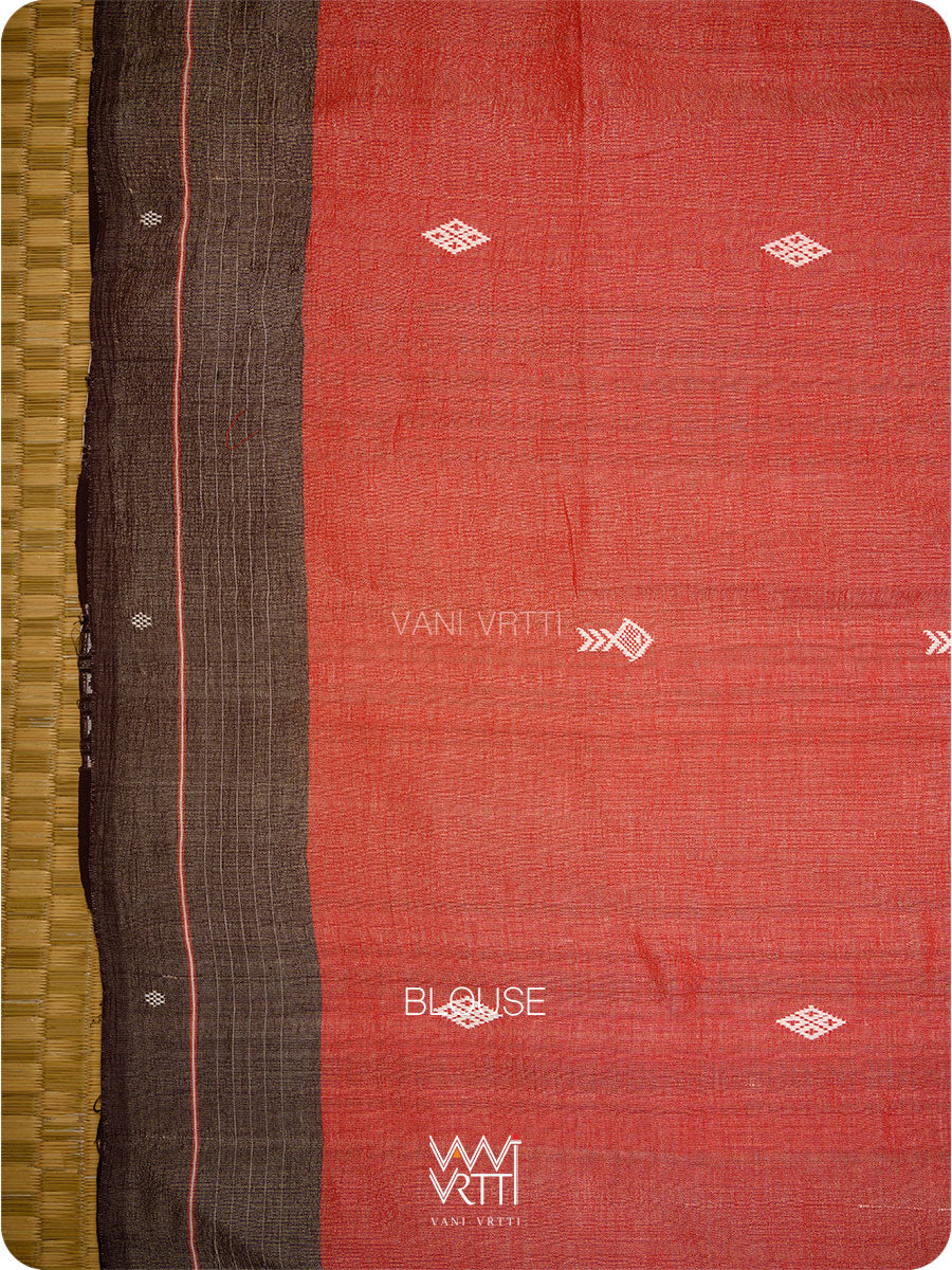 Kumkum Red Deep Coffee Singha Fine Tussar Masterweave Kotpad Saree