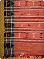 Kumkum Red Ganga Jamuna Ghiccha Tussar Cotton Masterweave Kotpad Saree