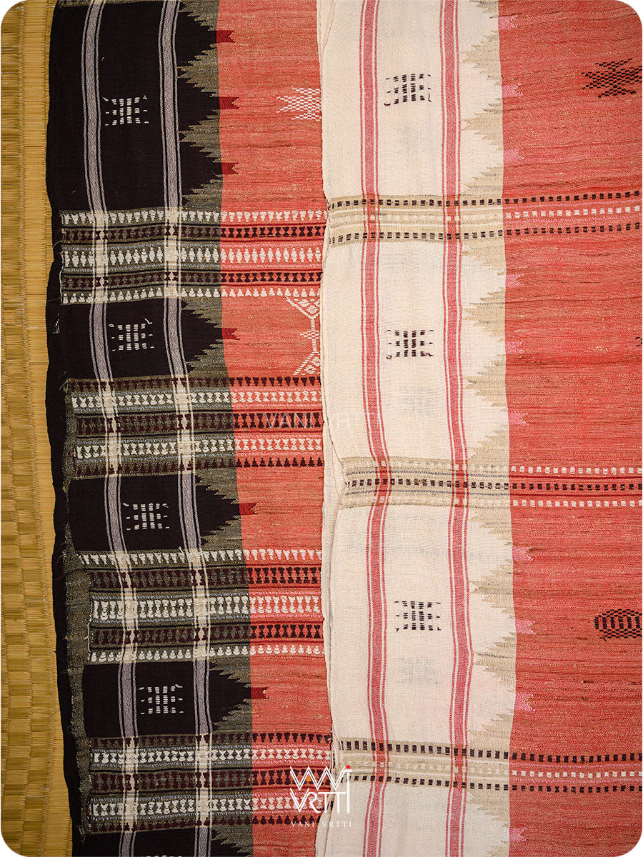 Kumkum Red Ganga Jamuna Ghiccha Tussar Cotton Masterweave Kotpad Saree