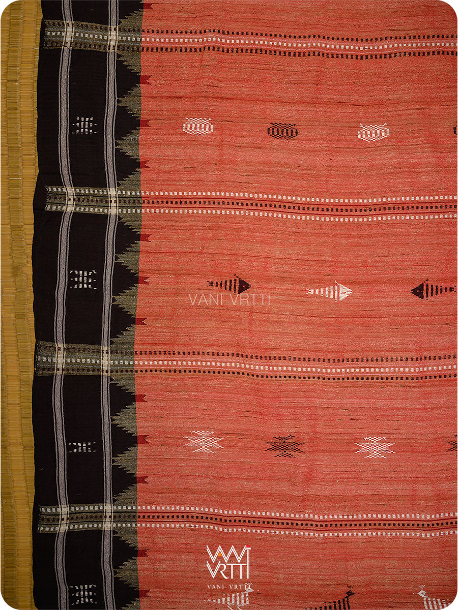 Kumkum Red Ganga Jamuna Ghiccha Tussar Cotton Masterweave Kotpad Saree