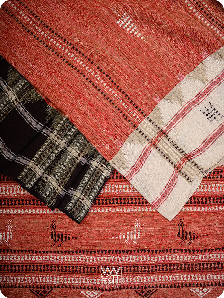 Kumkum Red Ganga Jamuna Ghiccha Tussar Cotton Masterweave Kotpad Saree