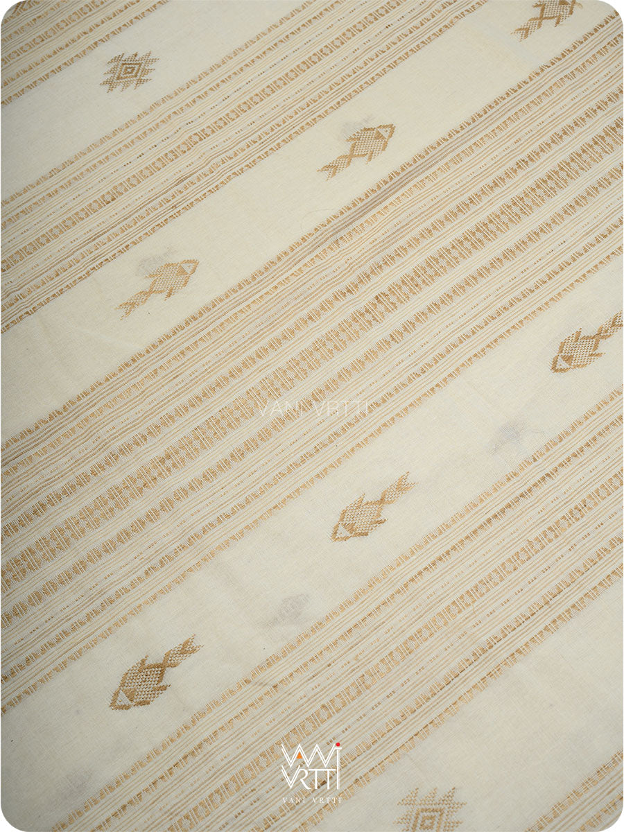 Off White Fine Tussar Fish Masterweave Kotpad Saree