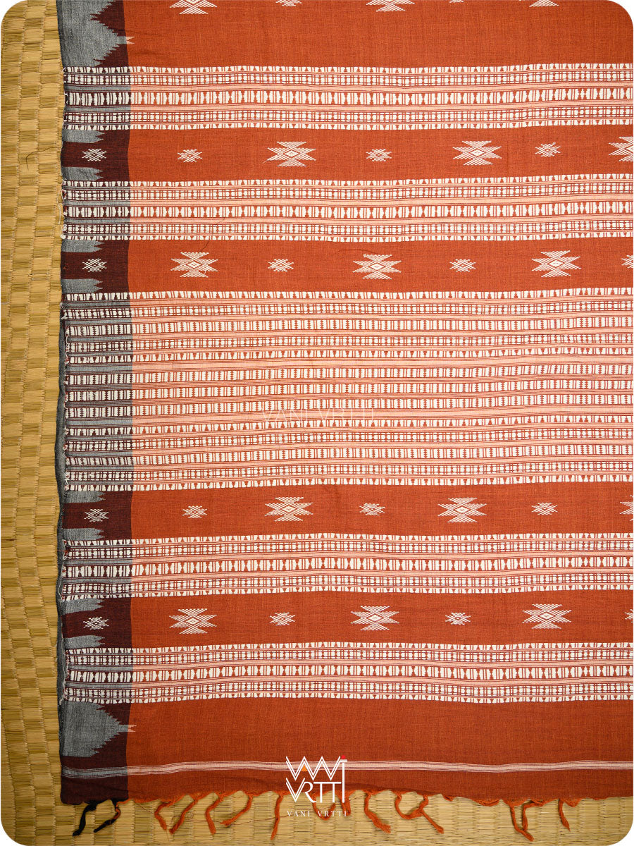 Madder Grey Temple Kotpad Cotton Saree