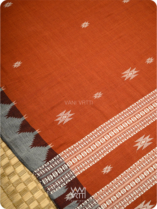Madder Grey Temple Kotpad Cotton Saree