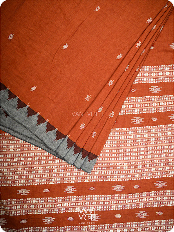 Madder Grey Temple Kotpad Cotton Saree