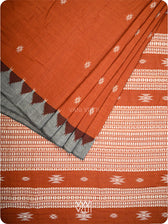 Madder Grey Temple Kotpad Cotton Saree