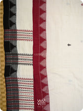 Off White Madder Black Diamond Fish Kotpad Saree