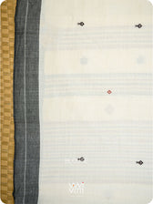 Off White Madder Black Diamond Fish Kotpad Saree