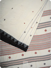Off White Madder Black Diamond Fish Kotpad Saree