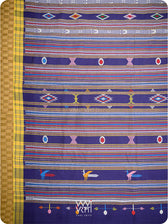 Purple Yellow Cotton Ganjam Bomkai Saree