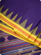 Purple Yellow Cotton Ganjam Bomkai Saree