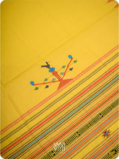 Yellow Black Bomkai Ganjam Cotton Saree