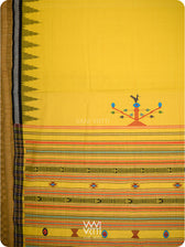 Yellow Black Bomkai Ganjam Cotton Saree