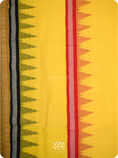 Yellow Black Bomkai Ganjam Cotton Saree