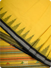 Yellow Black Bomkai Ganjam Cotton Saree