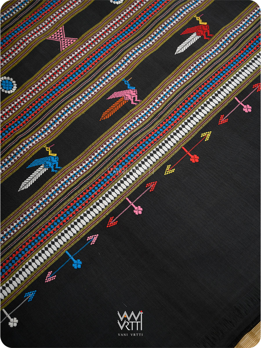 Black Cotton Ganjam Bomkai Saree
