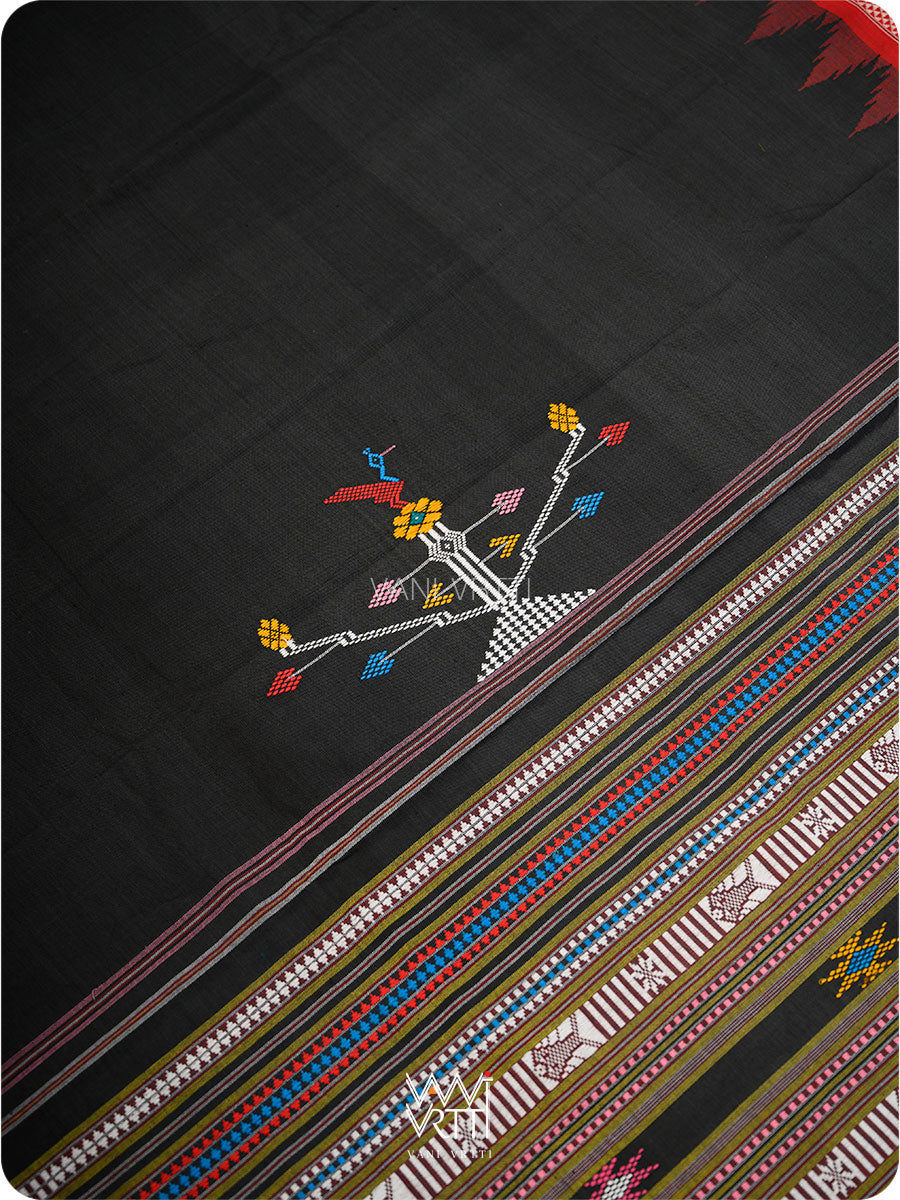 Black Cotton Ganjam Bomkai Saree