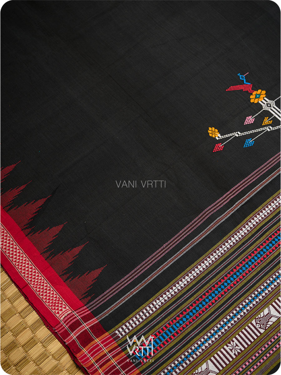Black Cotton Ganjam Bomkai Saree