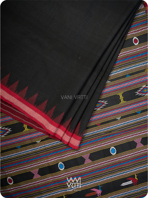 Black Cotton Ganjam Bomkai Saree