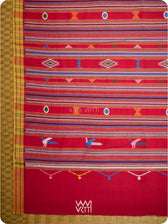 Red Black Bomkai Ganjam Cotton Saree