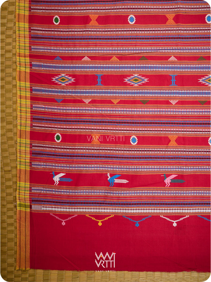 Red Black Bomkai Ganjam Cotton Saree