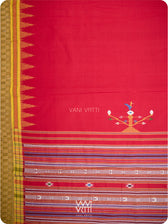 Red Black Bomkai Ganjam Cotton Saree