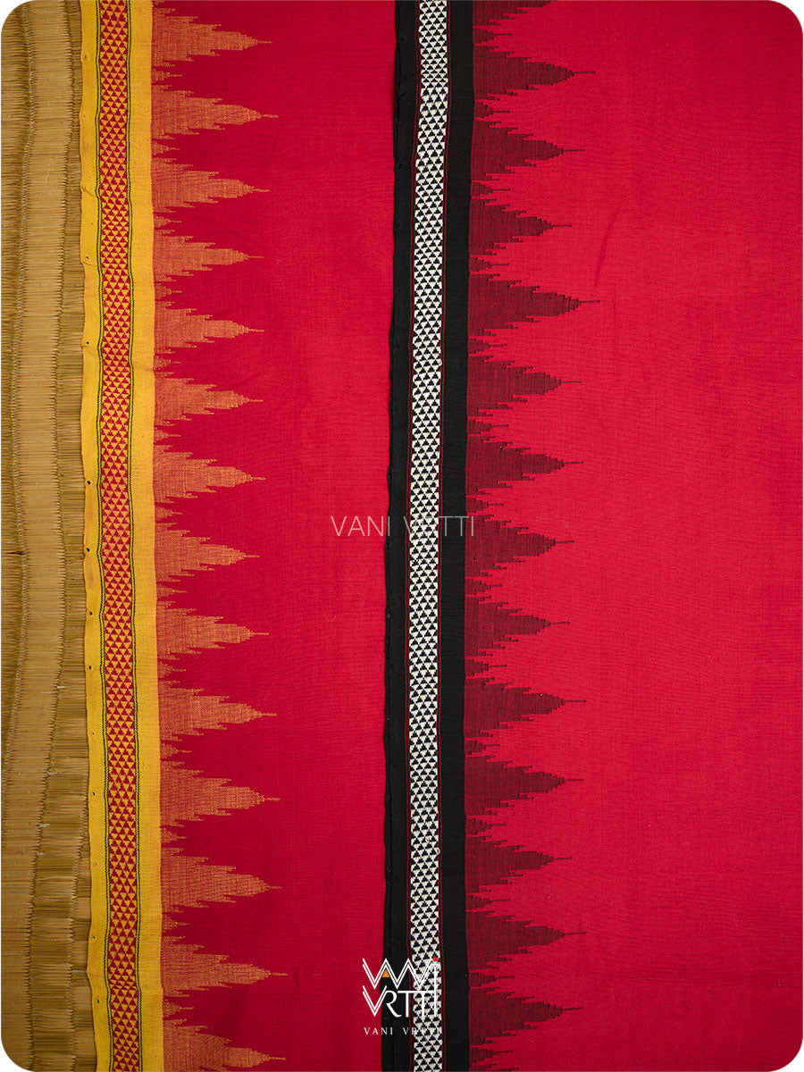 Red Black Bomkai Ganjam Cotton Saree