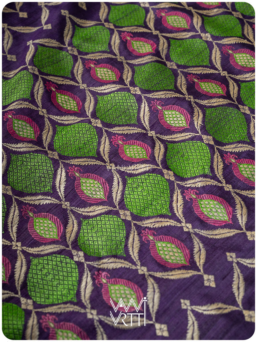Purple Pomegranate Jaal Handspun Tussar Silk Saree
