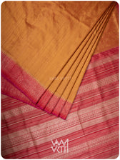 Orange Red Anjana Handspun Tussar Silk Saree