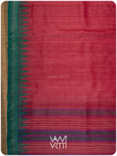 Body of Aarush saree with dobby texture in red, purple, and green tussar silk