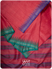 Ganga Jamuna border on Aarush tussar silk saree in red, purple, and green