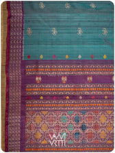 Space Blue Purple Nightingale Master Weave Exclusive Handspun Tussar Silk Saree