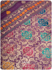 Space Blue Purple Nightingale Master Weave Exclusive Handspun Tussar Silk Saree