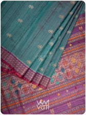 Space Blue Purple Nightingale Master Weave Exclusive Handspun Tussar Silk Saree