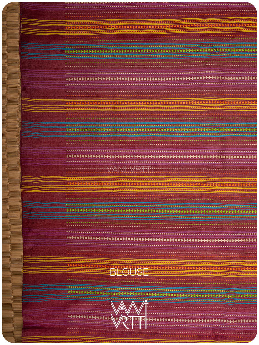 Deep Wine Chilika Master Weave Exclusive Handspun Tussar Silk Saree