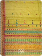 Body of banana leaf green tussar silk saree with Airavata buttis across the weave