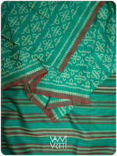 Sea Green Ashok Phool Ikat Handspun Tussar Silk Saree