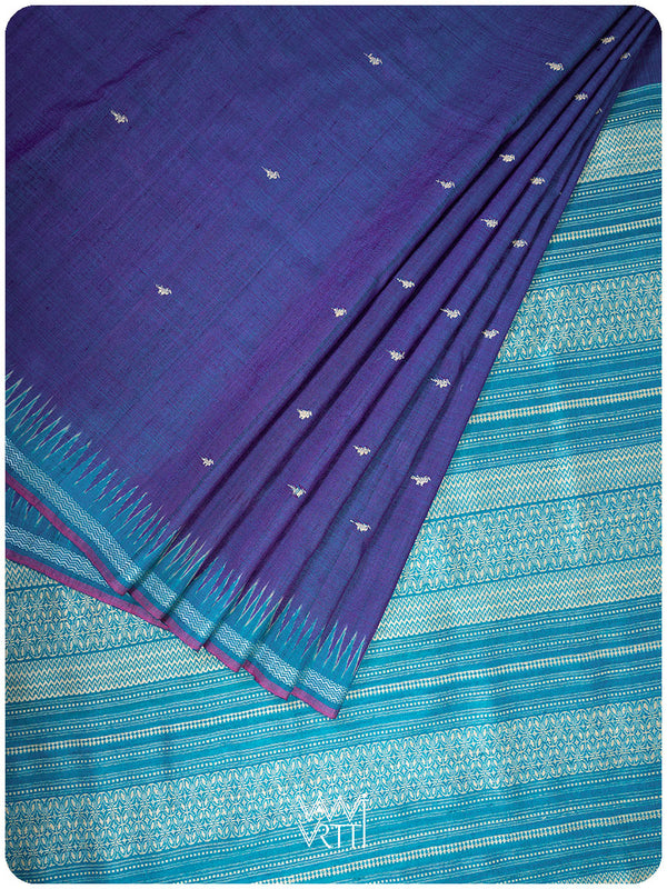 Purple Firozi Nabh Handspun Tussar Silk Saree