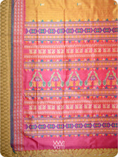 Mango Yellow Magenta Veena Pani Lata Master Weave Exclusive Handspun Tussar Silk Saree