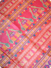 Mango Yellow Magenta Veena Pani Lata Master Weave Exclusive Handspun Tussar Silk Saree