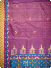 Reddish Purple Chilika Master Weave Exclusive Handspun Tussar Silk Saree