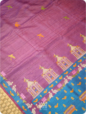 Reddish Purple Chilika Master Weave Exclusive Handspun Tussar Silk Saree
