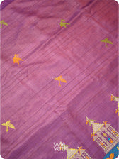 Reddish Purple Chilika Master Weave Exclusive Handspun Tussar Silk Saree