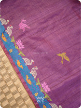 Reddish Purple Chilika Master Weave Exclusive Handspun Tussar Silk Saree