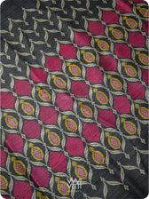 Black Lime Green Pomegranate Jaal Handspun Tussar Silk Saree