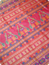 Off white Pink Yellow Veena Pani Lata Master Weave Exclusive Handspun Tussar Silk Saree