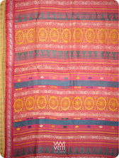 Double pallu detail showing lotus flowers and Airavata border on pink tussar
